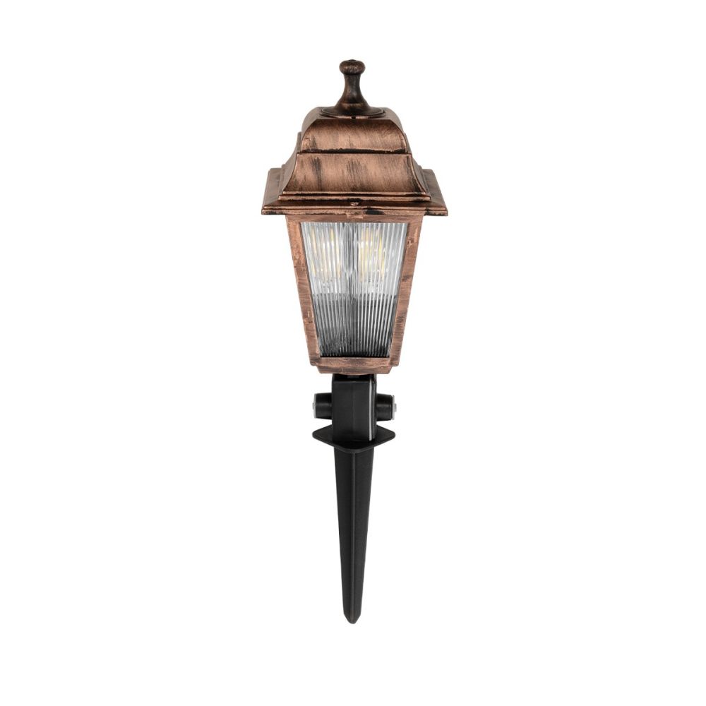 GloboStar® SOLME 203-0218 Vintage Καρφωτό Φωτιστικό Φαναράκι Μονόφωτο 1 x E27 IP44 Χάλκινο & Διάφανο Πλαστικό - Μ22 x Π22 x Υ35cm