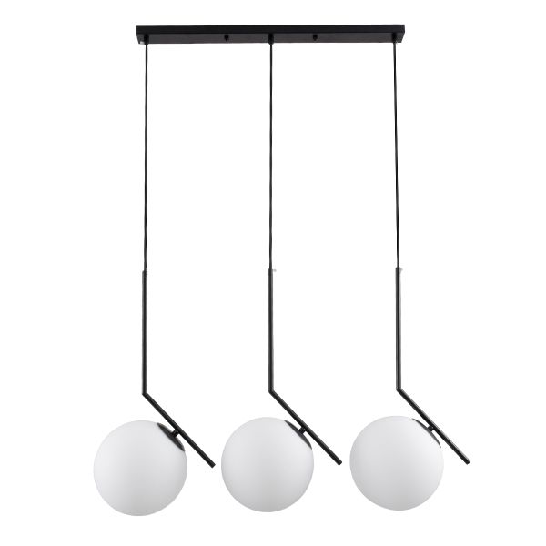 GLOBOSTAR® MONROE 00954 Μοντέρνο Κρεμαστό Φωτιστικό Οροφής με Ντουί 3 x E27 AC 220-240V IP20 - Μαύρο & Λευκό - Μ74 x Π25 x Υ50cm