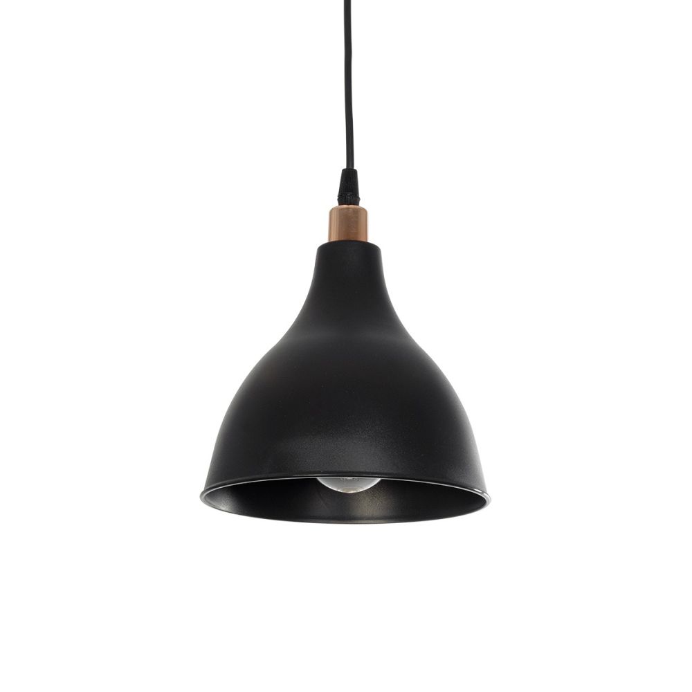 GLOBOSTAR® RADE 203-0124 Μοντέρνο Κρεμαστό Φωτιστικό Οροφής με Ντουί 1 x E27 AC 220-240V IP20 - Μαύρο & Χάλκινο - Μ18.5 x Π18.5 x Υ23cm