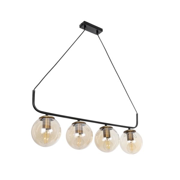 GLOBOSTAR® LATTICE 203-0018 Μοντέρνο Κρεμαστό Φωτιστικό Οροφής με Ντουί 4 x E27 AC 220-240V IP20 - Μαύρο, Μπρούτζινο & Mελί - Μ78 x Π15 x Υ81cm