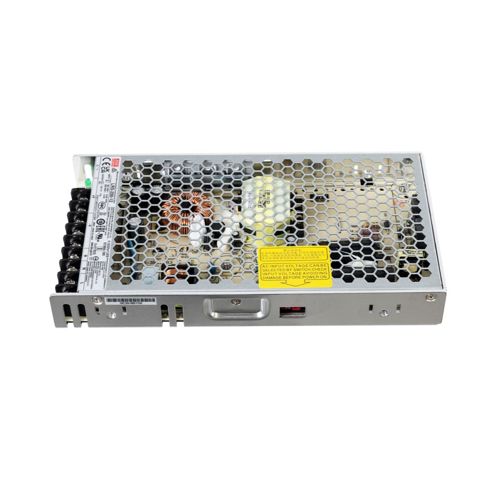 GLOBOSTAR® MEANWELL-LRS200-12 90782 Τροφοδοτικό/Μετασχηματιστής PELV 200W 17A DC 12V IP20 - AC 220-240V σε DC 12V / Ρυθμιζόμενo από DC 10.2V έως DC 13.8V - Μ21.5 x Π11.5 x Υ3cm - 3 Χρόνια Εγγύηση