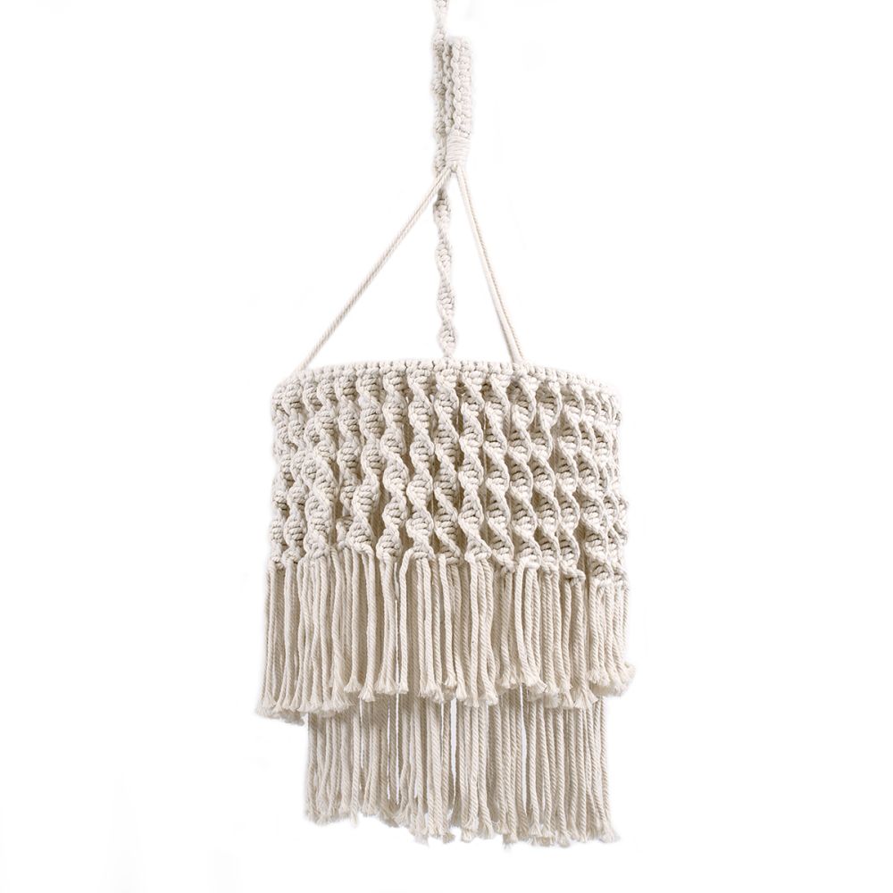 GLOBOSTAR® ALGERIA 36204 Boho Κρεμαστό Φωτιστικό Οροφής με Ντουί 1 x E27 AC 220-240V IP20 - Μπεζ - Μ30 x Π30 x Υ40cm