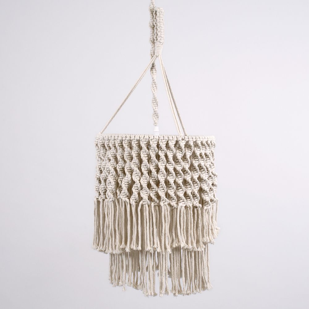 GLOBOSTAR® ALGERIA 36204 Boho Κρεμαστό Φωτιστικό Οροφής με Ντουί 1 x E27 AC 220-240V IP20 - Μπεζ - Μ30 x Π30 x Υ40cm