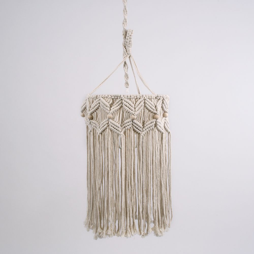 GLOBOSTAR® CONGO 36206 Boho Κρεμαστό Φωτιστικό Οροφής με Ντουί 1 x E27 AC 220-240V IP20 - Μπεζ - Μ30 x Π30 x Υ50cm