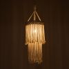 GLOBOSTAR® ZAMBIA 36208 Boho Κρεμαστό Φωτιστικό Οροφής με Ντουί 1 x E27 AC 220-240V IP20 - Μπεζ - Μ30 x Π30 x Υ60cm
