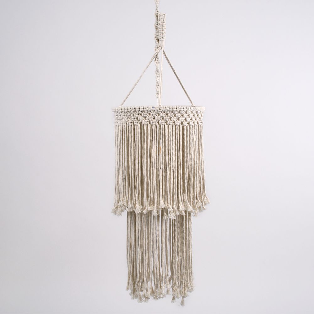 GLOBOSTAR® ZAMBIA 36208 Boho Κρεμαστό Φωτιστικό Οροφής με Ντουί 1 x E27 AC 220-240V IP20 - Μπεζ - Μ30 x Π30 x Υ60cm