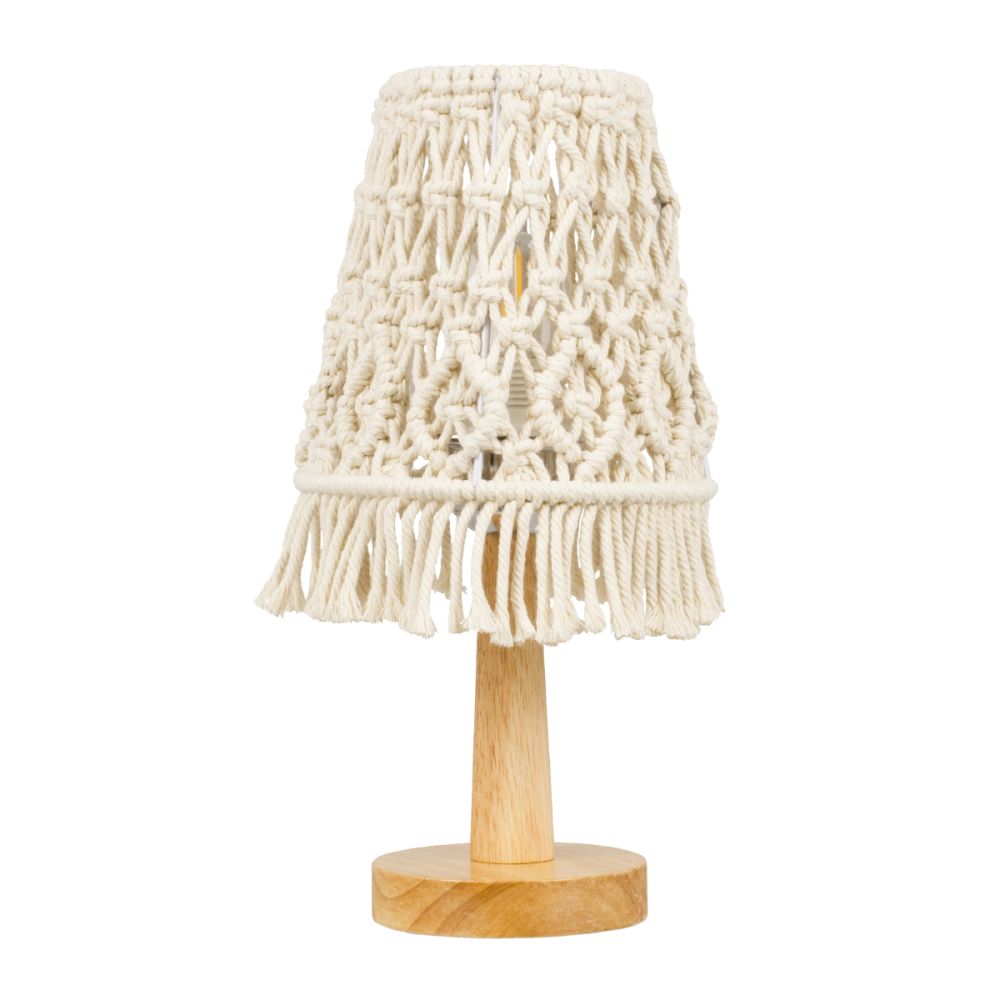GLOBOSTAR® RWANDA 36210 Boho Επιτραπέζιο Φωτιστικό Πορτατίφ με Ντουί 1 x E27 AC 220-240V IP20 - Μπεζ & Καφέ - Μ15 x Π15 x Υ30cm