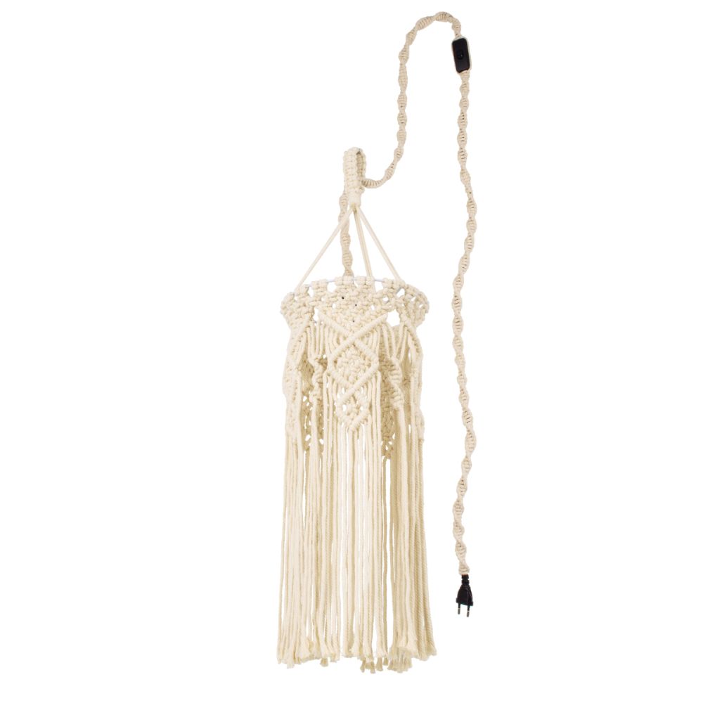 GLOBOSTAR® BAHRI 36211 Boho Κρεμαστό Φωτιστικό Οροφής με Ντουί 1 x E27 AC 220-240V IP20 - Μπεζ - Μ20 x Π20 x Υ65cm