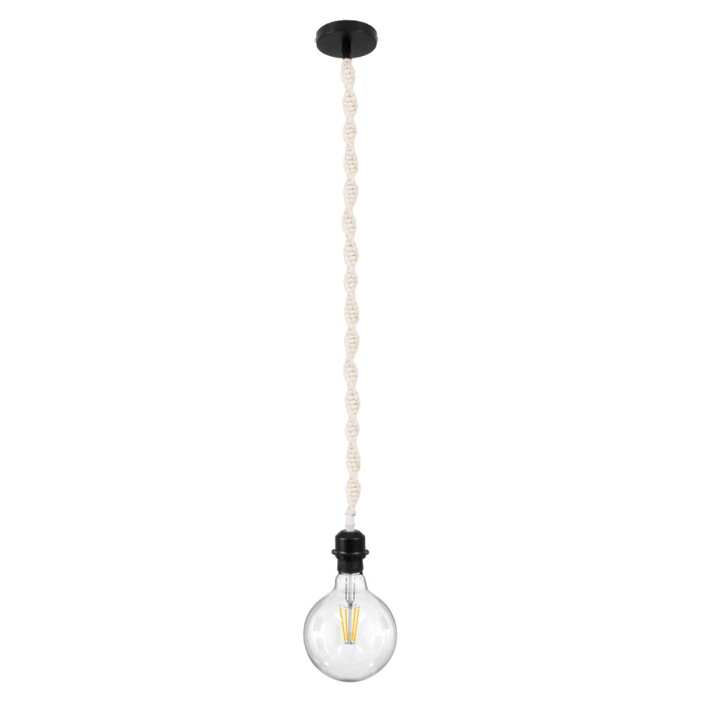 GLOBOSTAR® SHAQRA 36216 Μοντέρνο Κρεμαστό Φωτιστικό Οροφής με Ντουί 1 x E27 AC 220-240V IP20 - Μπεζ & Μαύρο - Μ4 x Π4 x Υ110cm