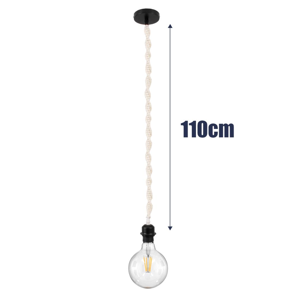 GLOBOSTAR® SHAQRA 36216 Μοντέρνο Κρεμαστό Φωτιστικό Οροφής με Ντουί 1 x E27 AC 220-240V IP20 - Μπεζ & Μαύρο - Μ4 x Π4 x Υ110cm