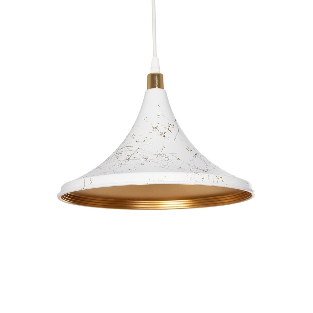 GLOBOSTAR® MARBLE 203-0098 Μοντέρνο Κρεμαστό Φωτιστικό Οροφής με Ντουί 1 x E27 AC 220-240V IP20 - Λεύκο & Χρυσό - Μ30 x Π30 x Υ20cm