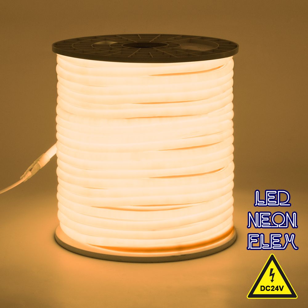 GLOBOSTAR® NEOTUBE 70582 Ταινία Neon Flex LED 12W/m 840lm/m 360° DC 24V Αδιάβροχο IP65 120 x SMD2835 Chip/m Θερμό Λευκό 2700K Dimmable - Sanan SMD Chip - Μ100 x Π1.3 x Υ1.3cm - 3 Χρόνια Εγγύηση