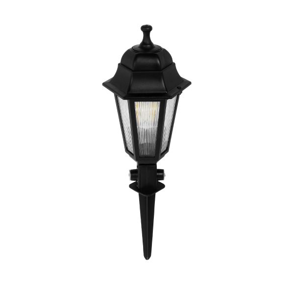 GloboStar® VITRO 203-0193 Vintage Καρφωτό Φωτιστικό Φαναράκι Μονόφωτο 1 x E27 IP44 Μαύρο & Διάφανο Πλαστικό - Μ17 x Π17 x Υ55cm