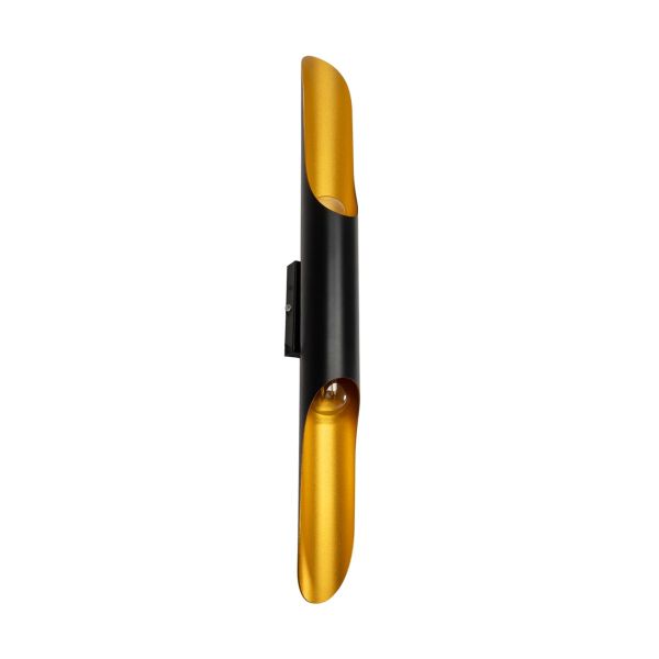 GLOBOSTAR® ESTERINA 01302 Μοντέρνο Φωτιστικό Τοίχου - Απλίκα με Ντουί 2 x E27 AC 220-240V IP20 - Μαύρο & Χρυσό - Μ5.5 x Π8 x Υ60cm