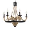 GLOBOSTAR® PENNSYLVANIA 00541 Vintage Κρεμαστό Φωτιστικό Οροφής με Ντουί 6 x E14 AC 220-240V IP20 - Μαύρο & Μπεζ - Μ64 x Π64 x Υ63cm