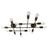 GLOBOSTAR® PIPING 00669-1 Vintage Φωτιστικό Οροφής με Ντουί 12 x E27 AC 220-240V IP20 - Μπρούτζινο - Μ78.5 x Π9.5 x Υ64cm