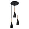 GLOBOSTAR® DILLON 00626 Μοντέρνο Κρεμαστό Φωτιστικό Οροφής με Ντουί 3 x E27 AC 220-240V IP20 - Μαύρο & Μπεζ - Μ26 x Π26 x Υ130cm