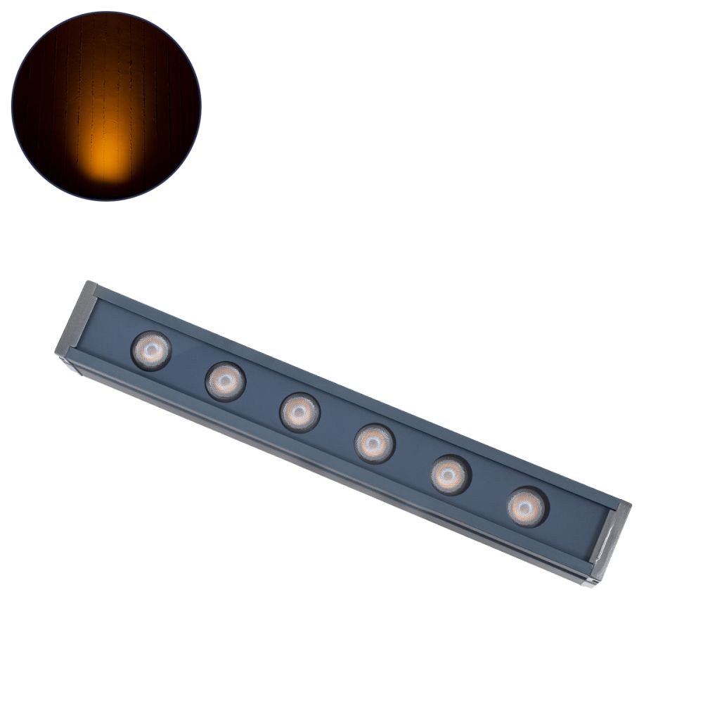 GLOBOSTAR® WASHERMARGO 90178 Μπάρα Φωτισμού Wall Washer LED 6W 630lm 30° DC 24V Αδιάβροχο IP65 Ultra Θερμό Λευκό 2200K Dimmable - Bridgelux SMD Chip - Γκρι Ανθρακί - Μ30 x Π4 x Υ5cm - 3 Χρόνια Εγγύηση