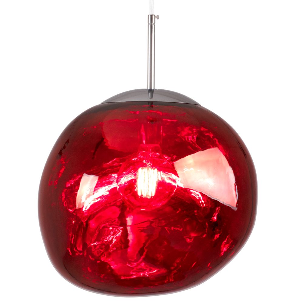 GLOBOSTAR® DIXAR 00763 Μοντέρνο Κρεμαστό Φωτιστικό Οροφής με Ντουί 1 x E27 AC 220-240V IP20 - Κόκκινο & Ασημί - Μ36 x Π36 x Υ45cm