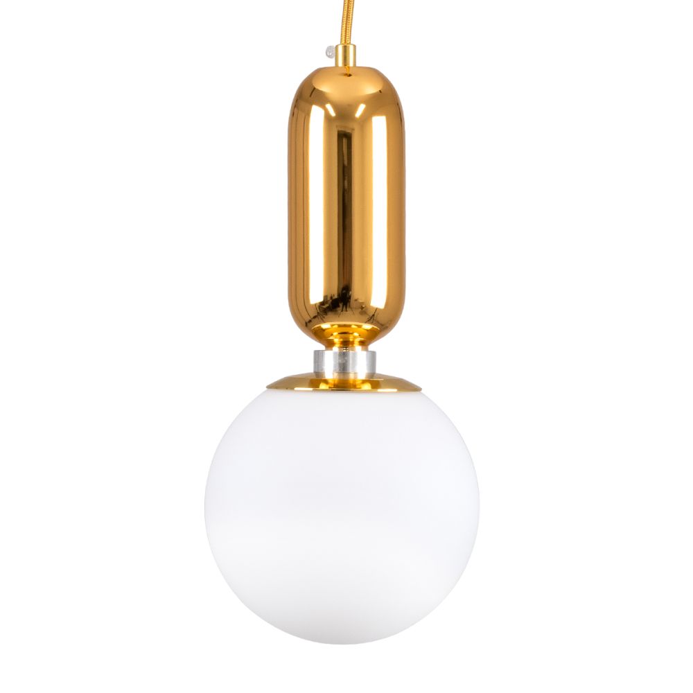 GLOBOSTAR® MAVERICK 00943 Μοντέρνο Κρεμαστό Φωτιστικό Οροφής με Ντουί 1 x E27 AC 220-240V IP20 - Χρυσό & Λευκό - Μ15 x Π15 x Υ33cm