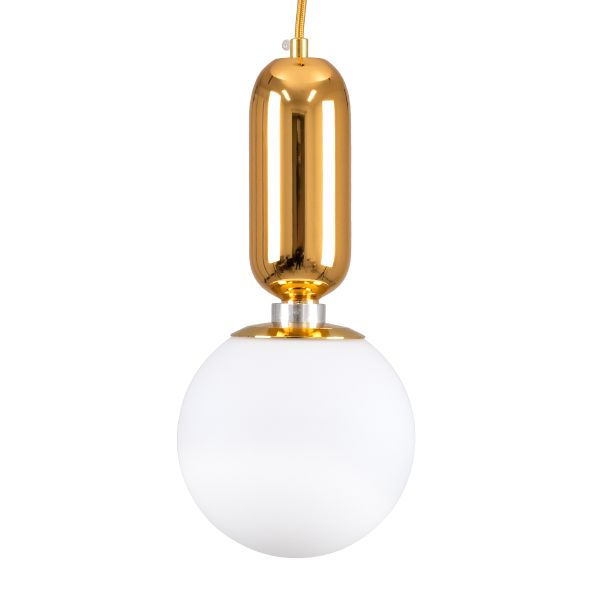 GLOBOSTAR® MAVERICK 00943 Μοντέρνο Κρεμαστό Φωτιστικό Οροφής με Ντουί 1 x E27 AC 220-240V IP20 - Χρυσό & Λευκό - Μ15 x Π15 x Υ33cm