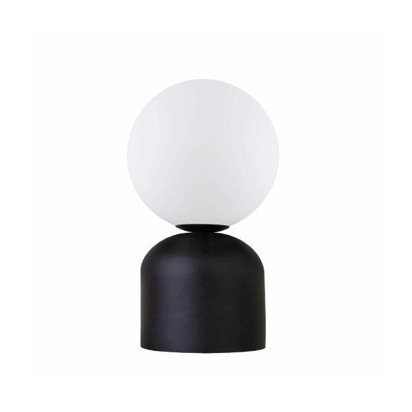 GloboStar® MAGIC 204-0132 Μοντέρνο Eπιτραπέζιο Φωτιστικό Μονόφωτο 1 x E14 IP20 Μαύρο Μέταλλο με Λευκό Γυαλί - Μ13 x Π13 x Υ28cm