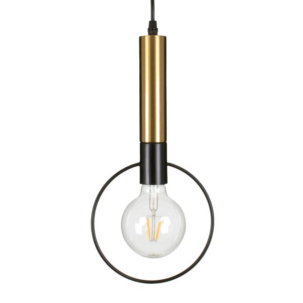 GLOBOSTAR® OLVERO 00772 Μοντέρνο Κρεμαστό Φωτιστικό Οροφής με Ντουί 1 x E27 AC 220-240V IP20 - Μαύρο & Χρυσό - Μ18 x Π4 x Y38cm