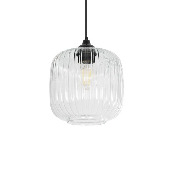 GLOBOSTAR® MELONI 206-0013 Μοντέρνο Κρεμαστό Φωτιστικό Οροφής με Ντουί 1 x E27 AC 220-240V IP20 - Διάφανο - Μ20 x Π20 x Υ24cm