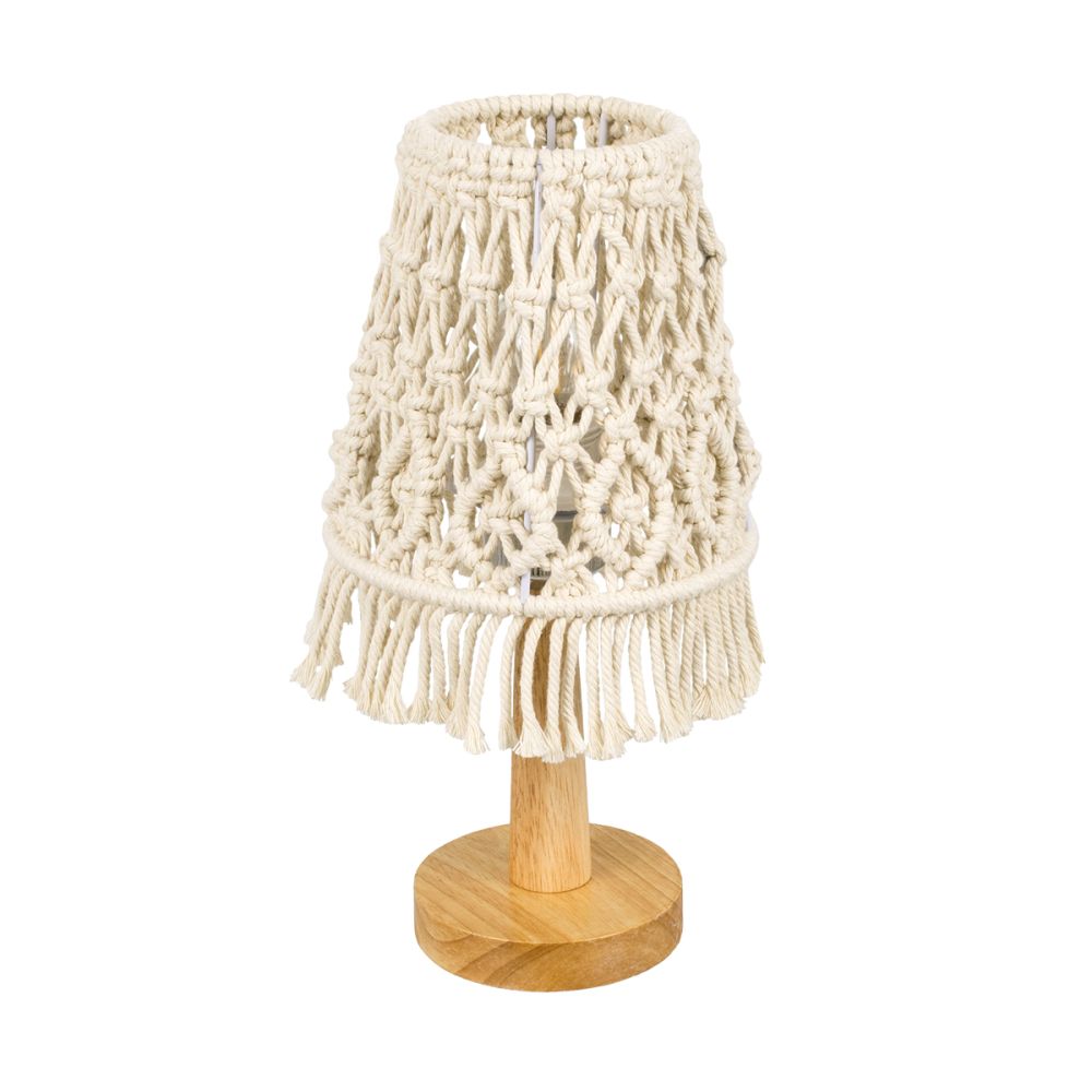 GLOBOSTAR® RWANDA 36210 Boho Επιτραπέζιο Φωτιστικό Πορτατίφ με Ντουί 1 x E27 AC 220-240V IP20 - Μπεζ & Καφέ - Μ15 x Π15 x Υ30cm