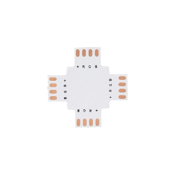 GLOBOSTAR® STRIPART 70709 Ενωτικός Σταυρός Σύνδεσμος για Πολύχρωμη RGB Ταινία LED 4Pin 10mm σε Πολύχρωμη RGB Ταινία LED 4Pin 10mm IP20 - Μ3 x Π3 x Υ0.1cm
