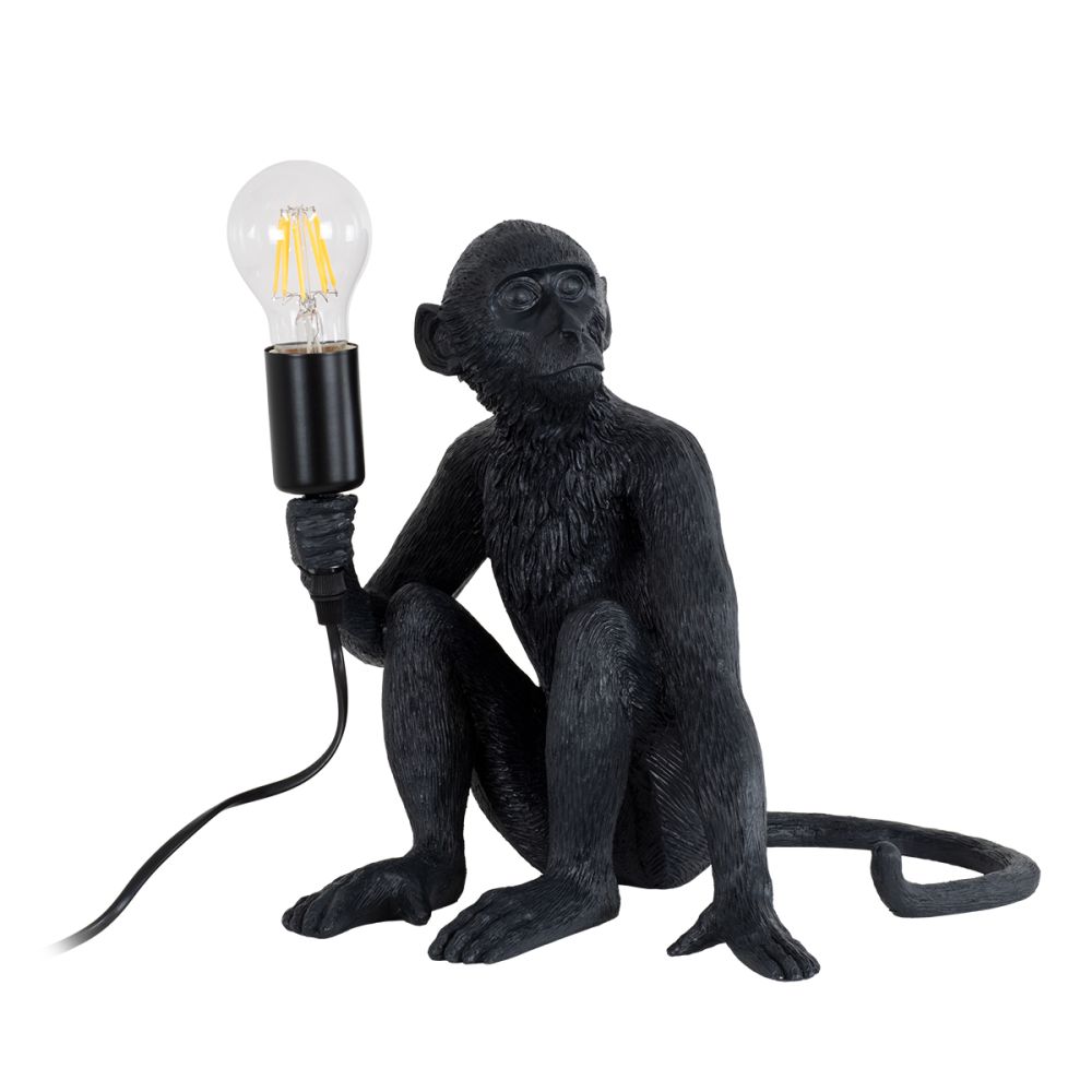 GLOBOSTAR® APES 01807 Μοντέρνο Επιτραπέζιο Φωτιστικό Πορτατίφ με Ντουί 1 x E27 AC 220-240V IP20 - Μαύρο - Μ30 x Π27 x Υ30cm