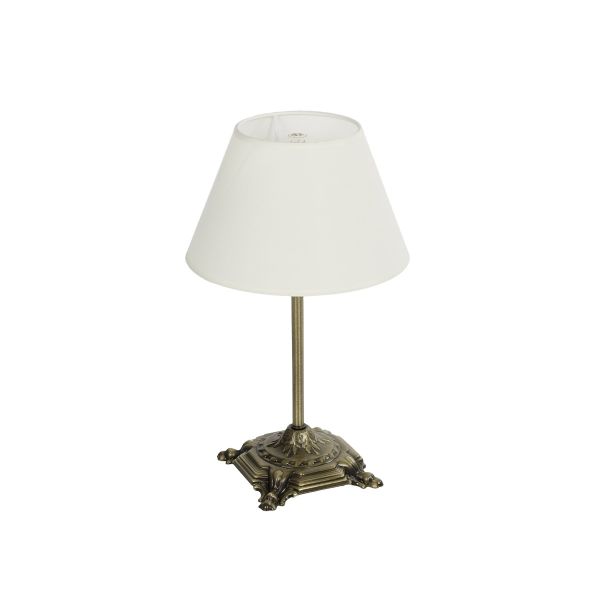 GLOBOSTAR® AΝΤΙQUE 204-0142 Vintage Επιτραπέζιο Φωτιστικό Πορτατίφ με Ντουί 1 x E27 AC 220-240V IP20 - Μπρούτζινο & Λευκό - Μ22,5 x Π22,5 x Υ37cm