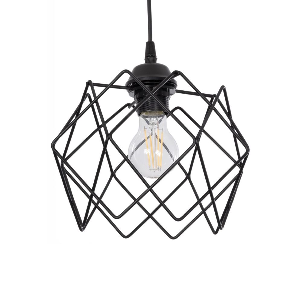 GLOBOSTAR® SOLON 201-0059 Μοντέρνο Κρεμαστό Φωτιστικό Οροφής με Ντουί 1 x E27 AC 220-240V IP20 - Μαύρο - Μ24 x Π24 x Υ23cm