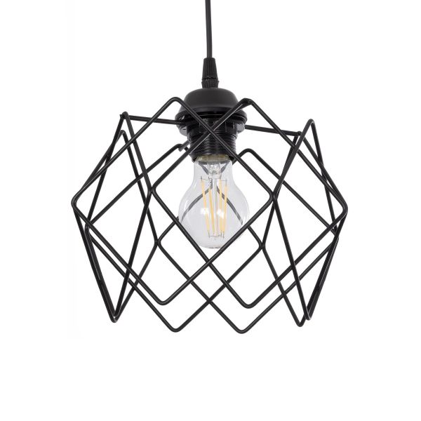 GLOBOSTAR® SOLON 201-0059 Μοντέρνο Κρεμαστό Φωτιστικό Οροφής με Ντουί 1 x E27 AC 220-240V IP20 - Μαύρο - Μ24 x Π24 x Υ23cm