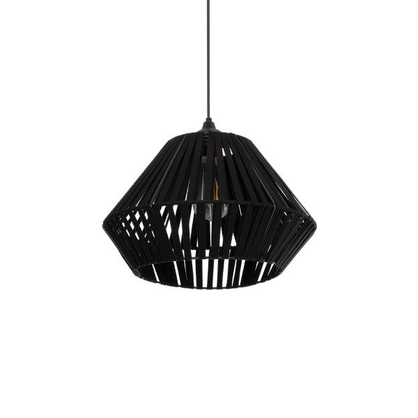 GLOBOSTAR® NUI 205-0061 Boho Κρεμαστό Φωτιστικό Οροφής με Ντουί 1 x E27 AC 220-240V IP20 - Μαύρο - M36 x Π36 x Υ27cm