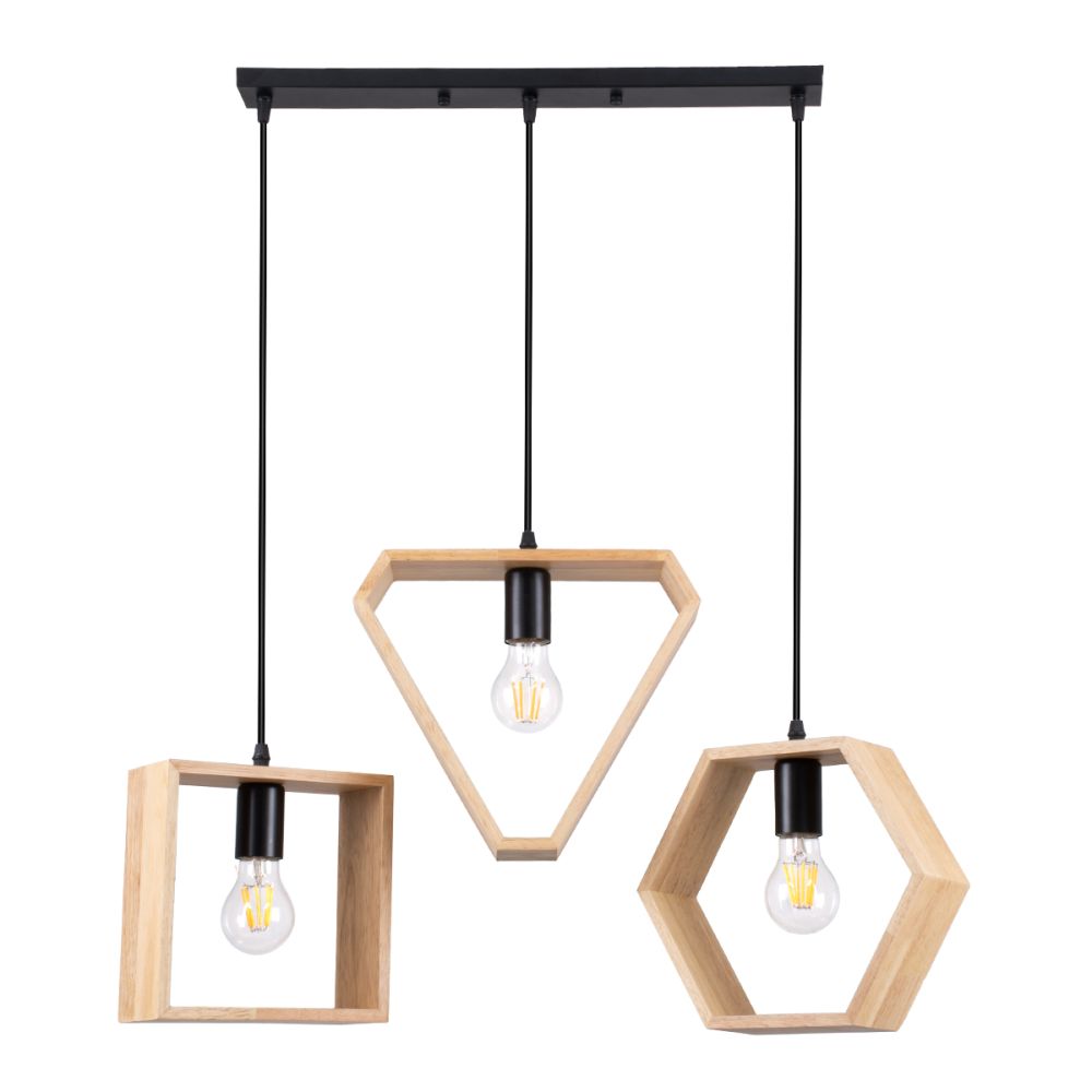 GLOBOSTAR® ELISE 00682 Μοντέρνο Κρεμαστό Φωτιστικό Οροφής με Ντουί 3 x E27 AC 220-240V IP20 - Μπεζ & Μαύρο - Μ76 x Π8 x Υ25cm