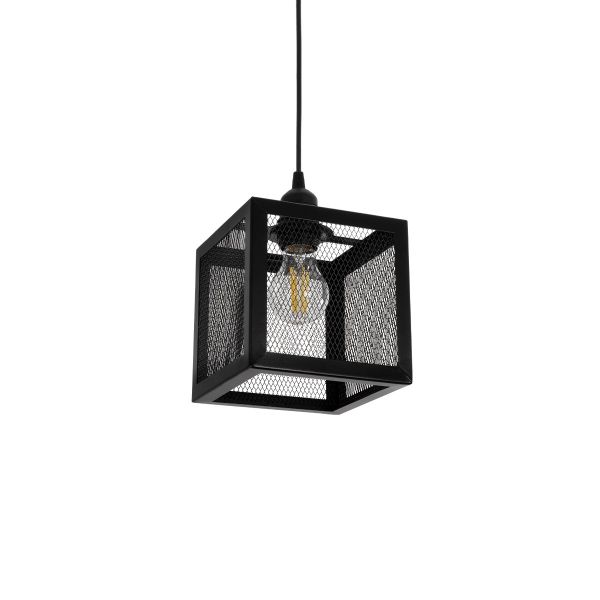 GLOBOSTAR® JAULA 204-0181 Μοντέρνο Κρεμαστό Φωτιστικό Οροφής Μονόφωτο 1 x E27 AC 220-240V IP20 Μαύρο - Μ16 x Π16 x Υ16cm