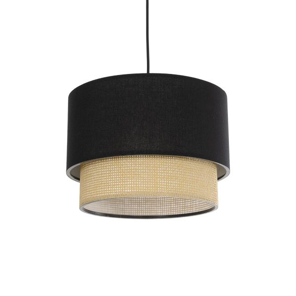 GLOBOSTAR® BIGGIE 204-0098 Μοντέρνο Κρεμαστό Φωτιστικό Οροφής με Ντουί 1 x E27 AC 220-240V IP20 - Μαύρο & Μπεζ - Μ30 x Π30 x Υ23,5cm