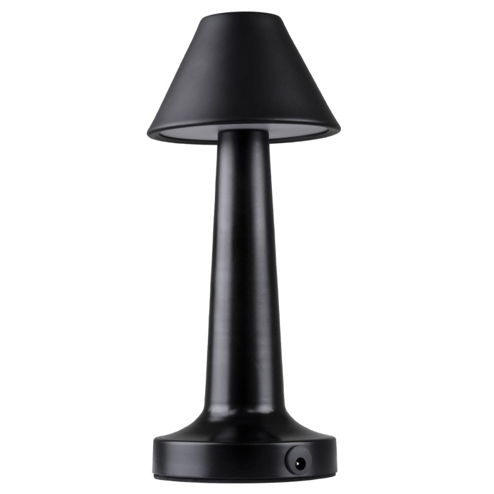 GloboStar® MOLLY 76515 Επαναφορτιζόμενο Επιτραπέζιο Φωτιστικό Πορτατίφ LED 1.5W 105lm 120° DC 5V IP44 Θερμό Λευκό 2700K Dimmable Μαύρο Αλουμίνιο - Μ10 x Π10 x Υ23cm - 2 Xρόνια Εγγύηση