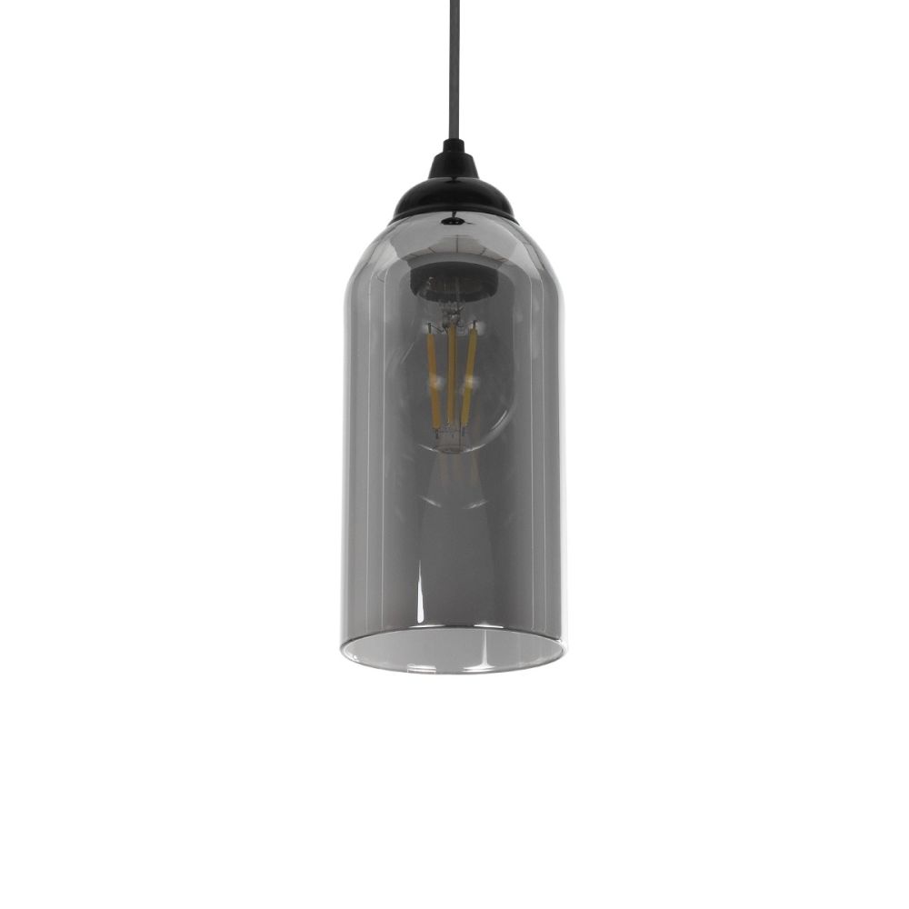 GLOBOSTAR® TUBE 206-0030 Μοντέρνο Κρεμαστό Φωτιστικό Οροφής με Ντουί 1 x E27 AC 220-240V IP20 - Μαύρο Φιμέ - Μ10 x Π10 x Υ24cm
