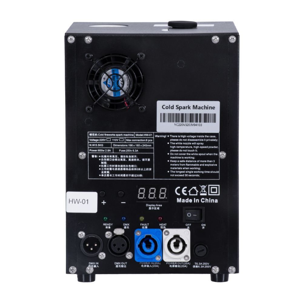 GLOBOSTAR® SPARKLE 51148 Stage Μηχανή Δαπέδου Άκαυστων Σπινθήρων Εφέ Συντριβανιού 600W AC 220-240V IP20 DMX512 Protocol & RF Ασύρματο Χειριστήριο - Μ18 x Π16.5 x Υ24cm - 1 Χρόνο Εγγύηση