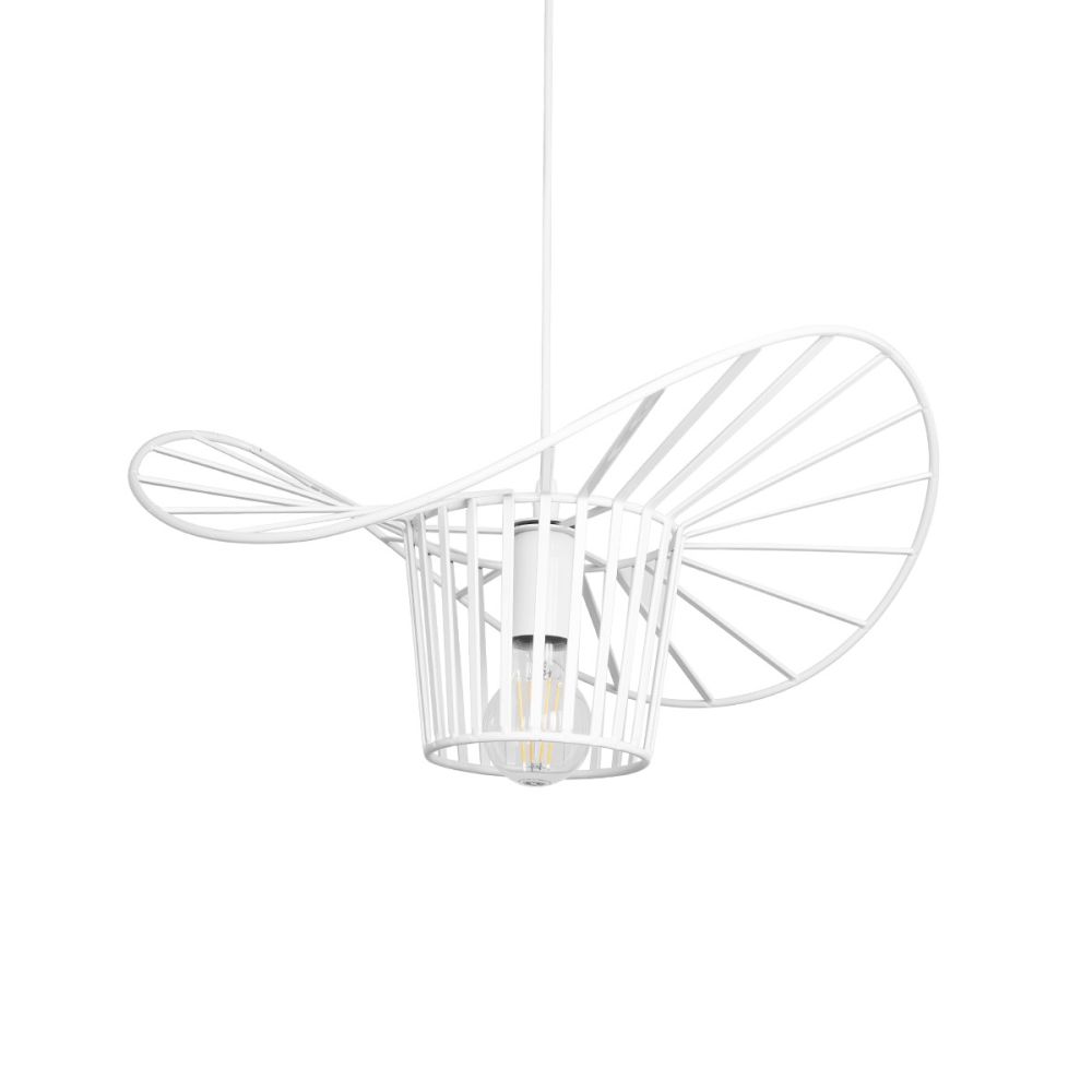 GLOBOSTAR® LUMINOVA 61463 Μοντέρνο Κρεμαστό Φωτιστικό Οροφής με Ντουί 1 x E27 AC 220-240V IP20 - Λευκό - Μ40 x Π40 x Υ20cm