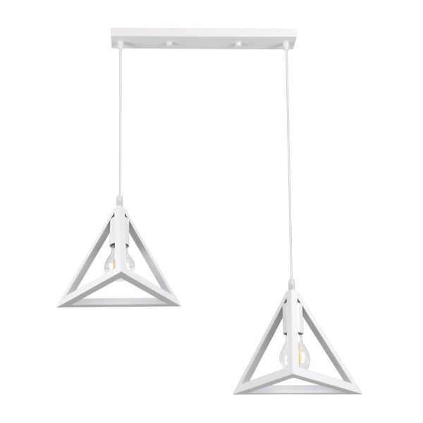 GLOBOSTAR® TRIANGLE 00612 Μοντέρνο Κρεμαστό Φωτιστικό Οροφής με Ντουί 2 x E27 AC 220-240V IP20 - Λευκό - Μ60 x Π22 x Y130cm