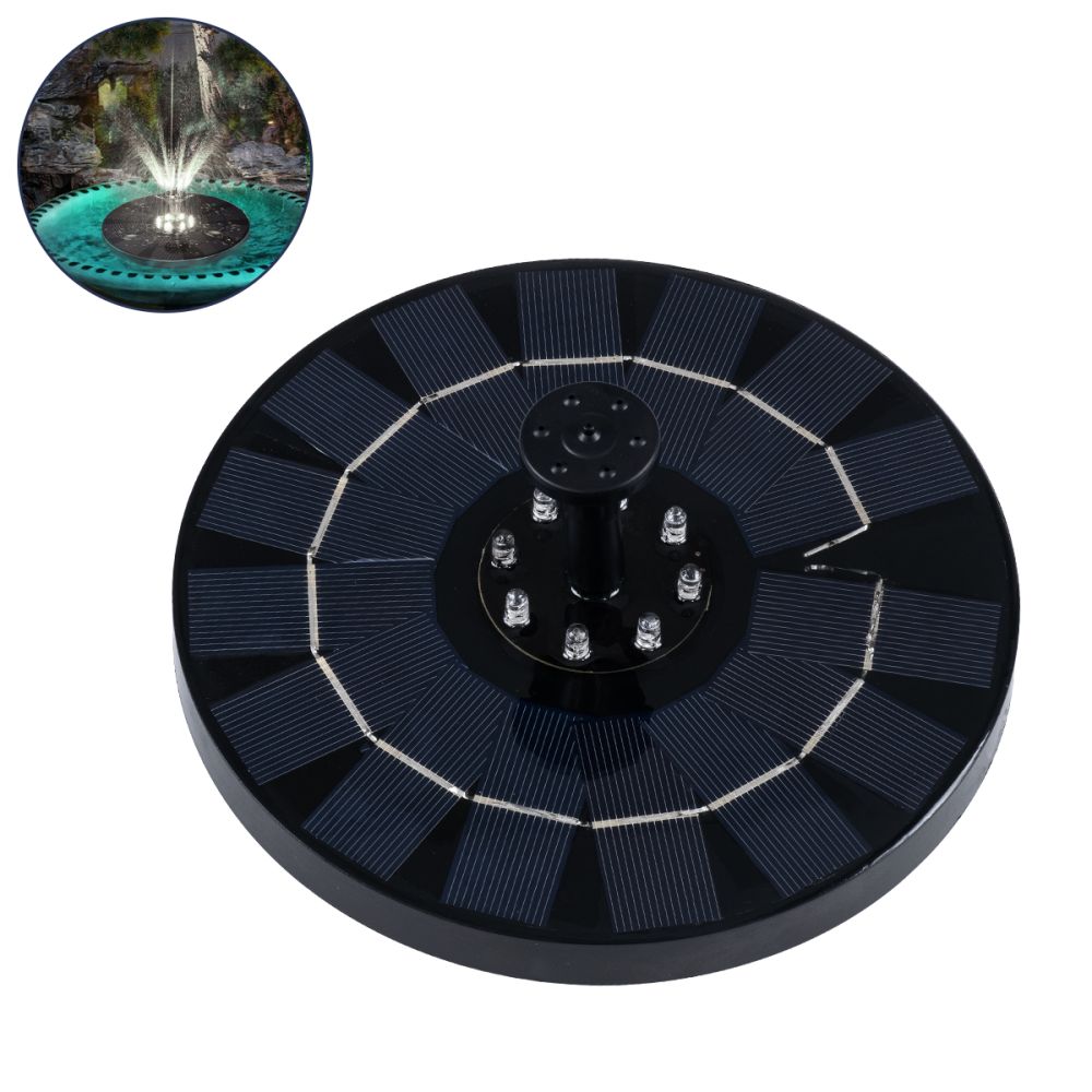 GLOBOSTAR® FOUNTAIN 71532 Διακοσμητικό Συντριβάνι LED 3W 150lm 120° DC 5V με Φωτοβολταϊκό Panel 5V 0.2W & Επαναφορτιζόμενη Μπαταρία Li-ion 3.2V 1500mAh Αδιάβροχο IP68 Ψυχρό Λευκό 6000K - Sanan Diode Chip - Μαύρο - 4 Μπέκ Ψεκασμού - Μ18 x Π18 x Υ8cm - 