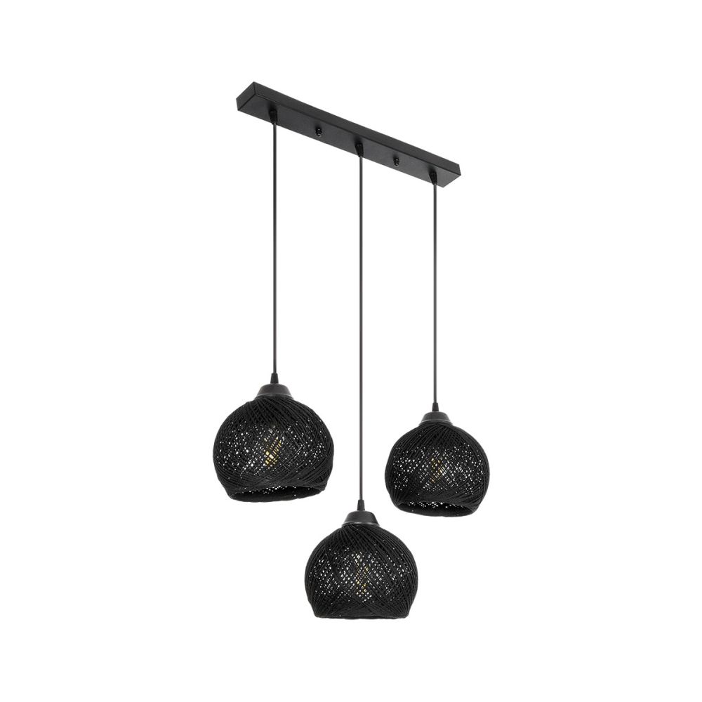 GLOBOSTAR® YASAM 203-0026 Vintage Κρεμαστό Φωτιστικό Οροφής με Ντουί 3 x E27 AC 220-240V IP20 - Μαύρο - Μ45 x Π18 x Υ30cm