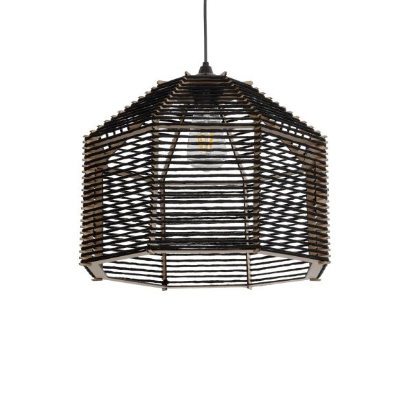 GLOBOSTAR® VORK 205-0027 Boho Κρεμαστό Φωτιστικό Οροφής με Ντουί 1 x E27 AC 220-240V IP20 - Μαύρο - M40 x Π40 x Υ36cm