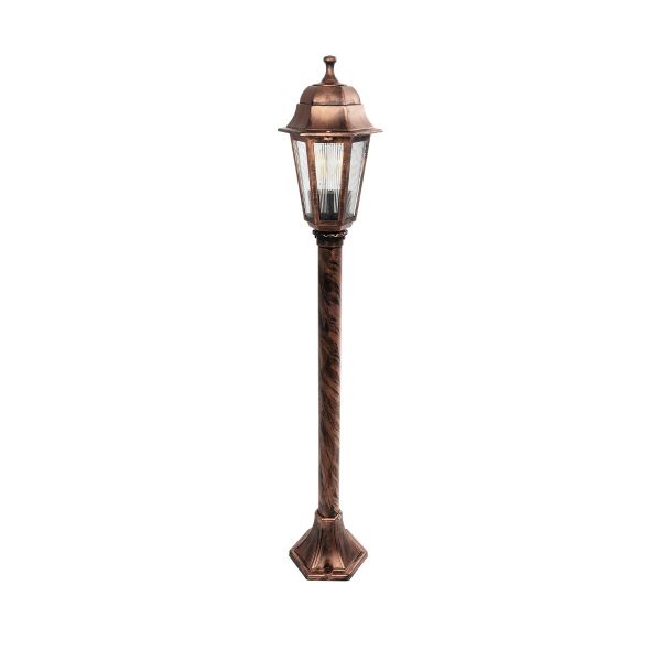 GloboStar® VITRO 203-0197 Vintage Επιδαπέδιο Φωτιστικό Κολωνάκι Κήπου Μονόφωτο 1 x E27 IP44 Χάλκινο & Διάφανο Πλαστικό - Μ17 x Π17 x Υ100cm