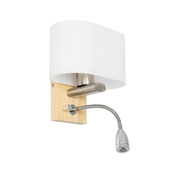GLOBOSTAR® ELEGANT 01316 Μοντέρνο Φωτιστικό Τοίχου - Απλίκα Ξενοδοχείου Reading Light με Ντουί 1 x E27 LED 3W 360lm 36° AC 220-240V IP20 Θερμό Λευκό 2700K - Bridgelux COB Chip - Λευκό & Μπεζ - Μ15 x Π20 x Υ22.5cm - 2 Χρόνια Εγγύηση