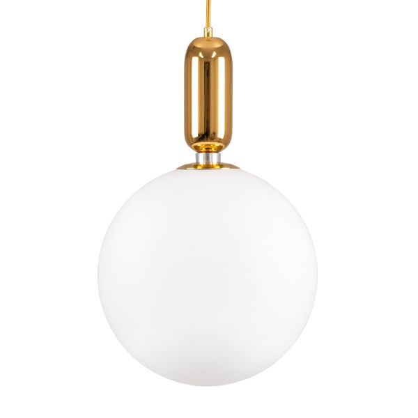 GLOBOSTAR® MAVERICK 00940 Μοντέρνο Κρεμαστό Φωτιστικό Οροφής με Ντουί 1 x E27 AC 220-240V IP20 - Χρυσό & Λευκό - Μ30 x Π30 x Υ48cm