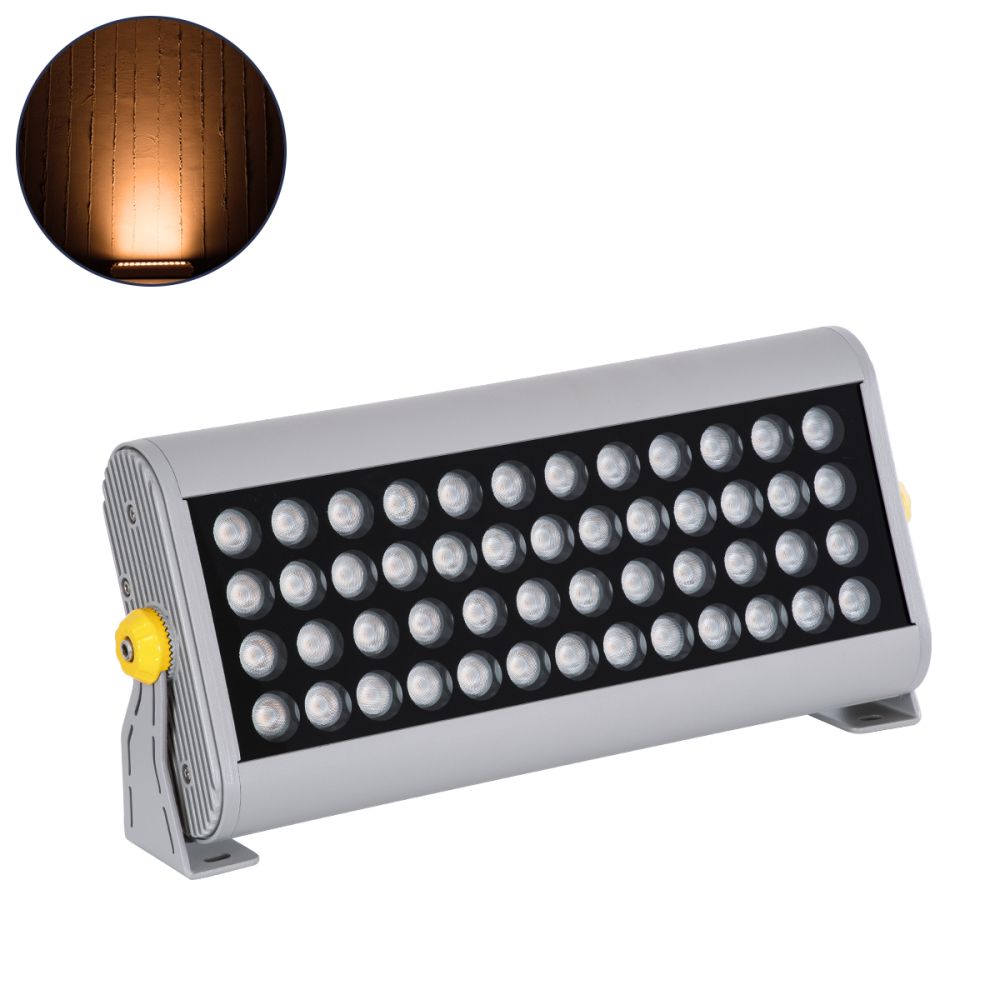 GLOBOSTAR® FLOODHENA 90446 Προβολέας Σποτ Wall Washer LED 48W 4080lm 30° AC 220-240V Αδιάβροχο IP67 Ultra Θερμό Λευκό 2200K - Bridgelux SMD Chip - Γκρι Ανθρακί - Μ39 x Π6 x Υ17cm - 3 Χρόνια Εγγύηση